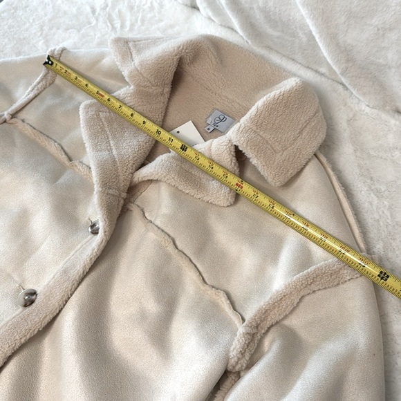 PLM Pascale La Mode Short Faux Wool Shearling, Suede Coat, Button Front, NWT - Picture 12 of 16